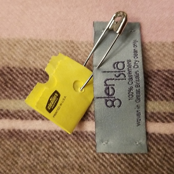 Glen Isla 100% Cashmere Brown & Icy Pink Plaid Scarf, $65 - Picture 3 of 3